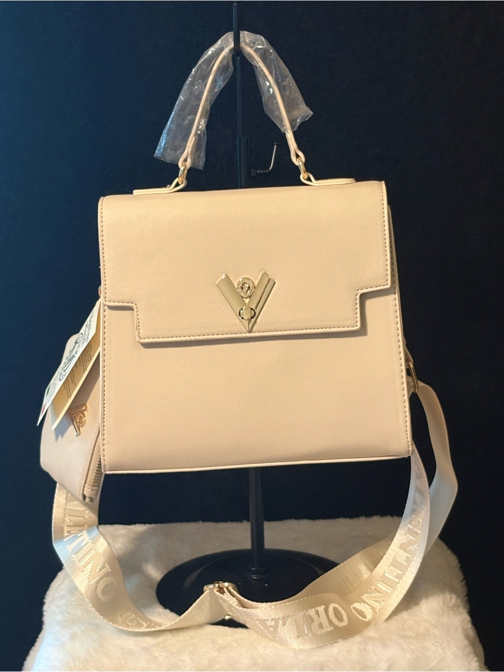 Valentino Orlandi Cream Structured Top-Handle Satchel